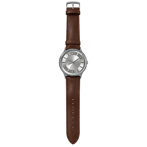 Emporio Armani Renato AR-2463 Silver Dial Brown Leather Watch