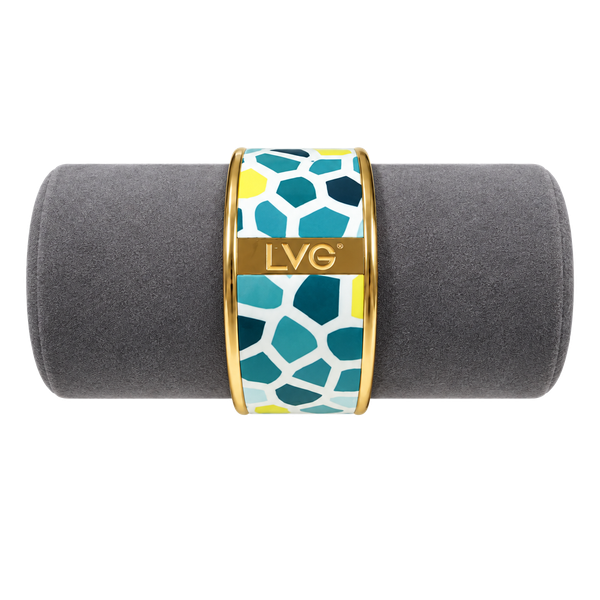 LVG Enamel Bangle Bracelet Geometric Multicolored Gold Tone