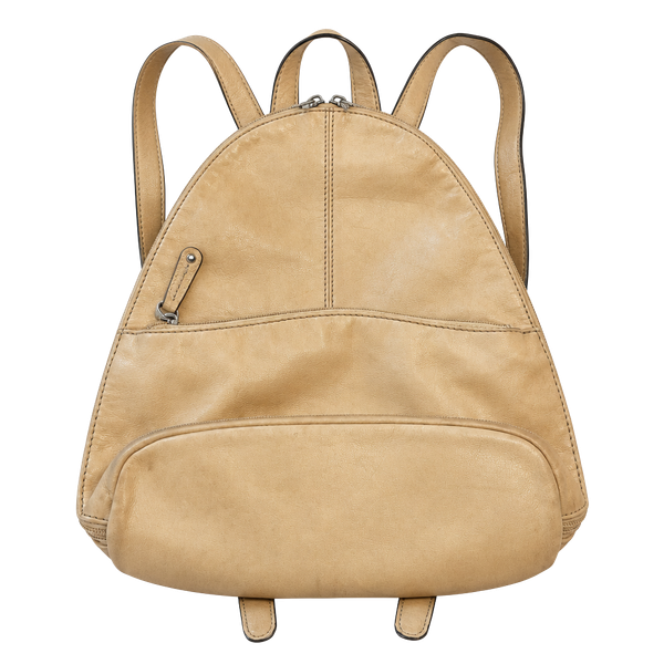 Tignanello Leather Dome Backpack Tan Striped Lining