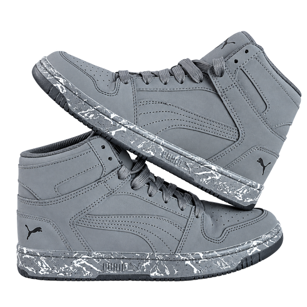 Puma Rebound Layup Size 6 Grey Marble High Top Sneakers
