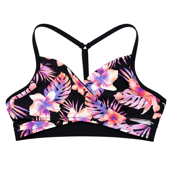 Victoria's Secret PINK Floral Sport Bra Size Small Black Tropical Floral