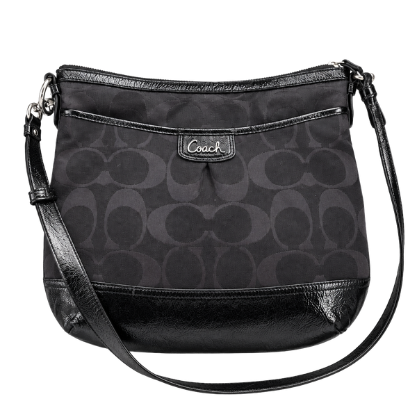 Coach Signature Soho Black Jacquard Patent Leather Hobo Bag F19727