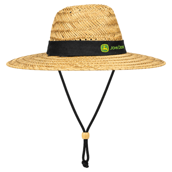 John Deere Straw Hat Lifeguard Sun Hat Black Band Chin Strap