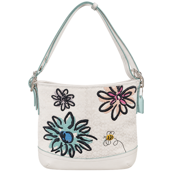 Y2K Vintage Coach Floral Bee Embroidered Signature Jacquard Shoulder Bag F10871