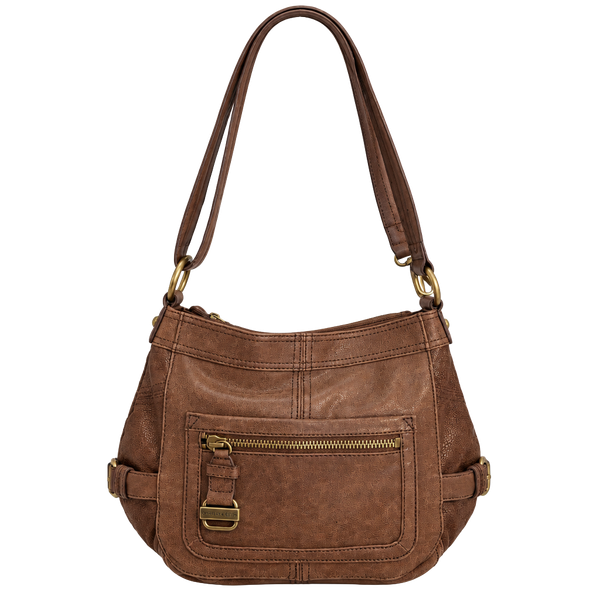Tignanello Brown Leather Zip Top Shoulder Crossbody Bag