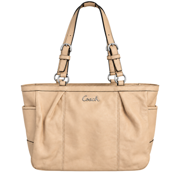 Coach Gallery Leather Shoulder Tote Bag Beige