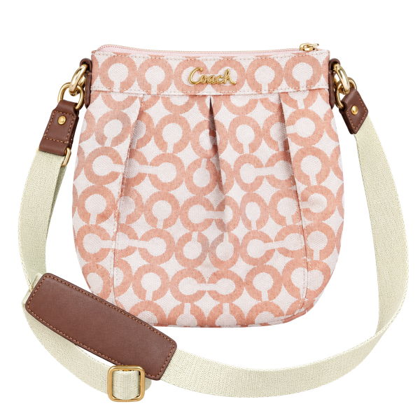 Coach 42531 Op Art Rose Gold Metallic Signature Crossbody Swingpack Bag