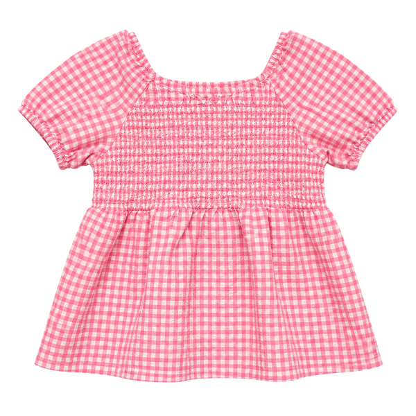 Cat & Jack Pink Gingham Smocked Peplum Top Size L (10/12)