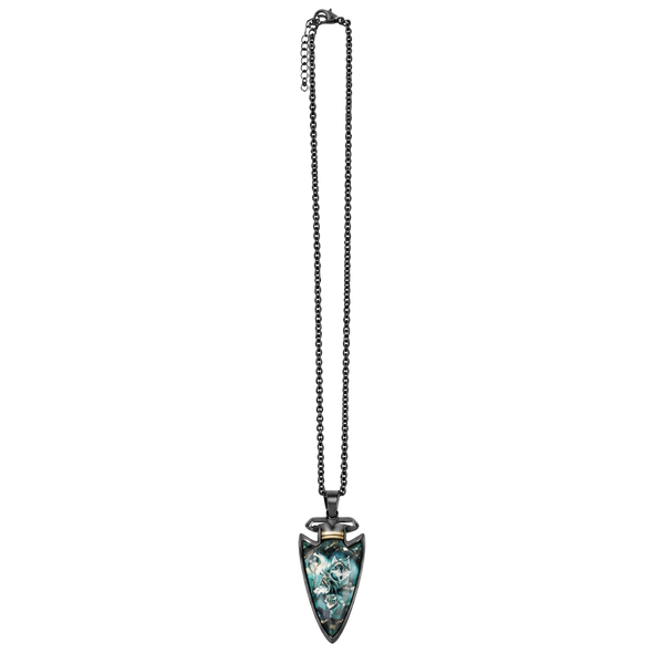 J0028 Wolf Arrowhead Necklace Black Chain