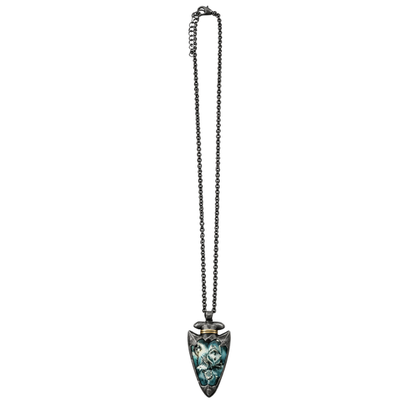 J0026 Wolf Arrowhead Necklace Black Chain