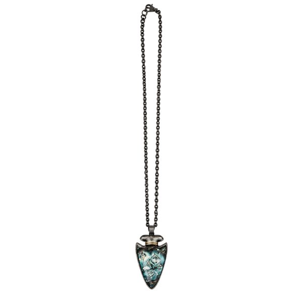 J0025 Wolf Arrowhead Necklace Black Chain
