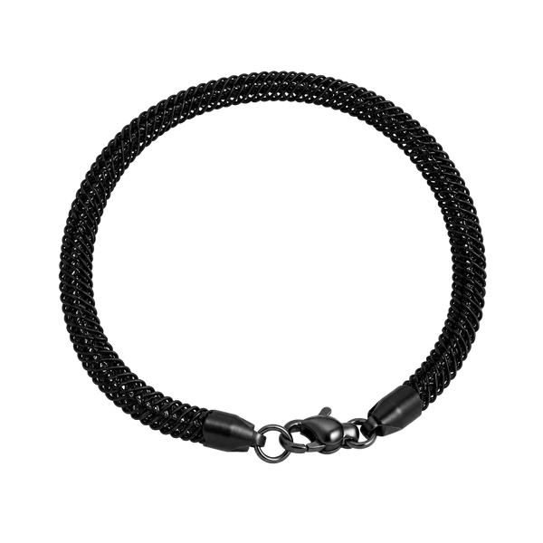 J0021 Black Stainless Steel Herringbone Chain Bracelet