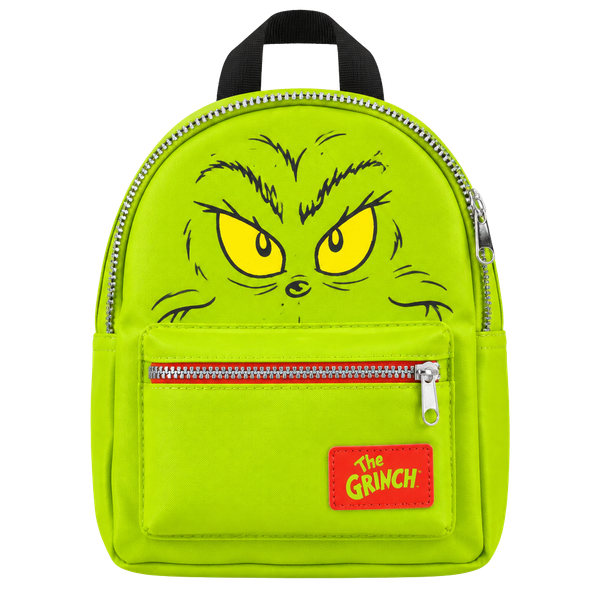Dr Seuss The Grinch Mini Backpack Neon Green Character Face Adjustable Straps