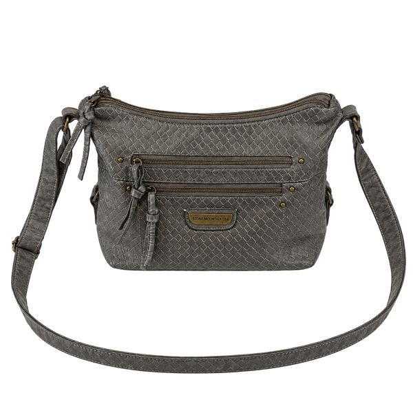 Stone Mountain USA Woven Crossbody Handbag Gray Y2K 2000s Quiet Luxury Indie Vanguard Hobo Bag 