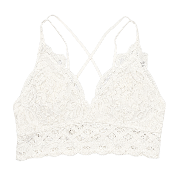 Altar'd State Womens Layers Intimates White Lace Criss-Cross Back Bralette Medium Cottagecore Fairy Coquette 