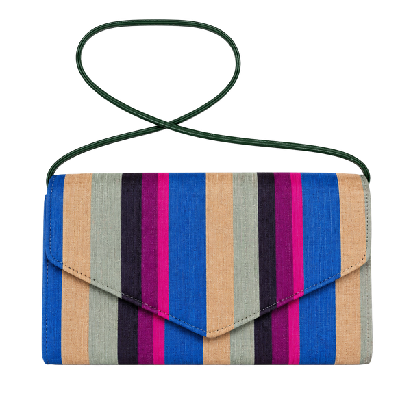 Nuline Striped Silk Clutch Shoulder Bag Multicolor indie vanguard, artisan textile, maximalist, colorful vintage, whimsigoth
