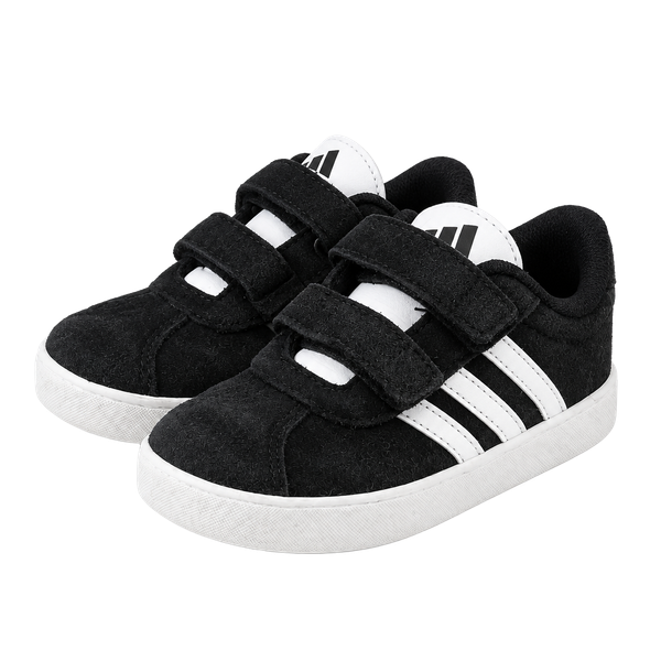 Adidas Toddler Boys Girls Size 10 Kids Black White Suede 3-Stripes Hook Loop Strap Sneakers ID9158 Retro Y2K Minimalist Preppy Heritage