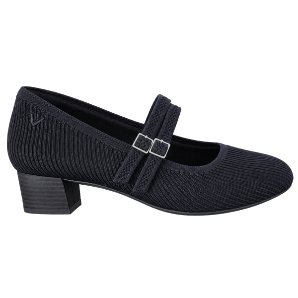 Vivaia Mary Jane Heels Size 39.5 Navy Knit Chunky Block Heel Pumps