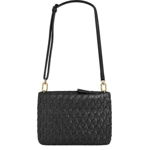 Madewell The Puff Crossbody Bag Black Woven Leather