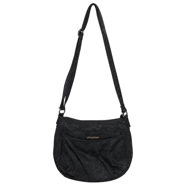 Enzo Angiolini Black Faux Leather Crossbody Hip Purse Bag Gold Zippers