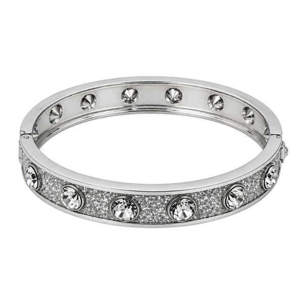 Silver Hinged Bangle Bracelet Crystal Rhinestone Glitter