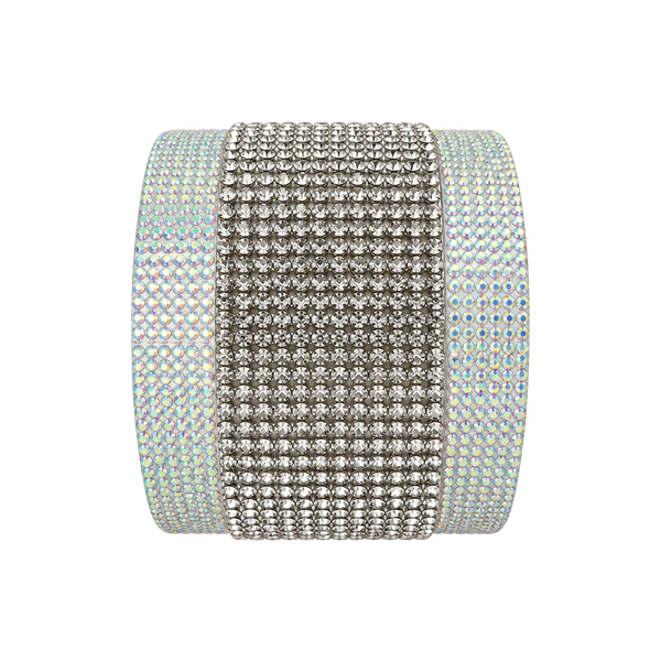 Rhinestone Cuff Bracelet Roll With The Punches White
