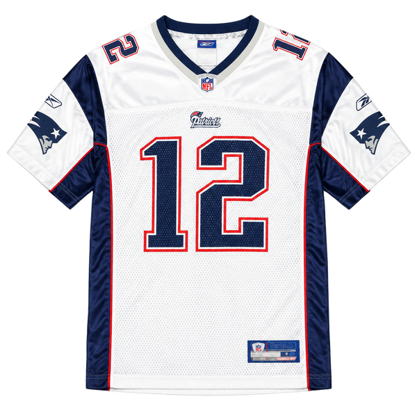 Reebok Tom Brady #12 New England Patriots White Away NFL Jersey Youth Size Large (14-16)