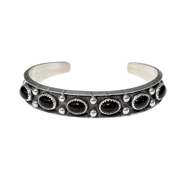 Reed Charley Navajo Sterling Silver Black Onyx Cuff Bracelet 6.5