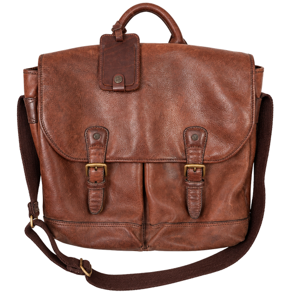 Timberland Brown Leather Messenger Bag Satchel