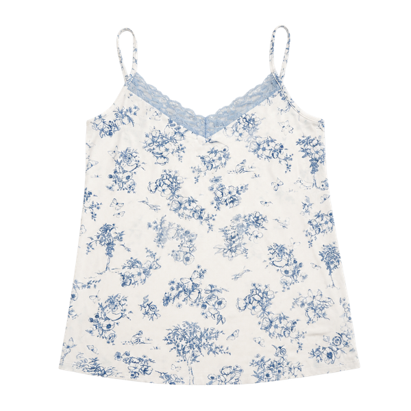 Joyspun Women's Dreamy Soft Collection Lace Front Knit Chemise Nightgown White Blue Toile