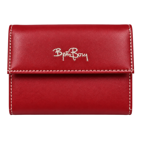 Björn Borg Red Trifold Leather Wallet BBH20608-05. Zippered-white stiching. NOS