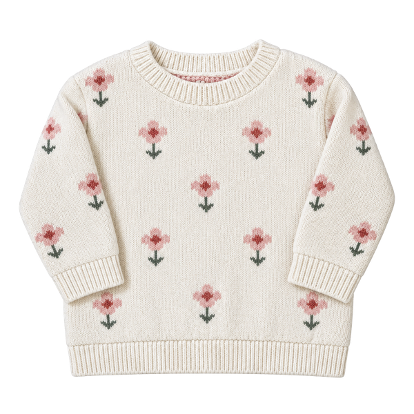 Little Planet Organic Cotton Sweater Wildflower Size 3M Ivory Knit