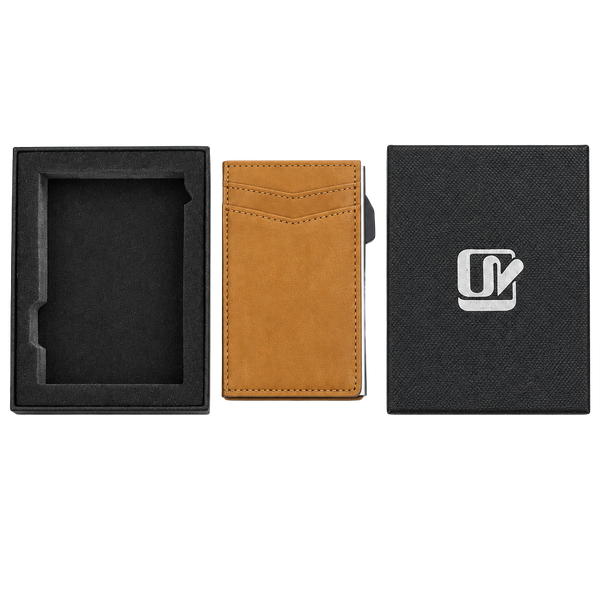 AirTag Pop-Up Card Holder Brown Leather Wallet with Box