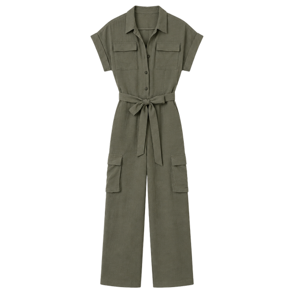 Monteau Los Angeles Cargo Jumpsuit Size M Olive Green