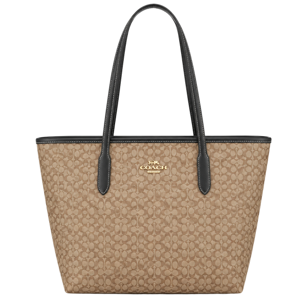 NWOT Coach Signature City Tote Khaki/Black