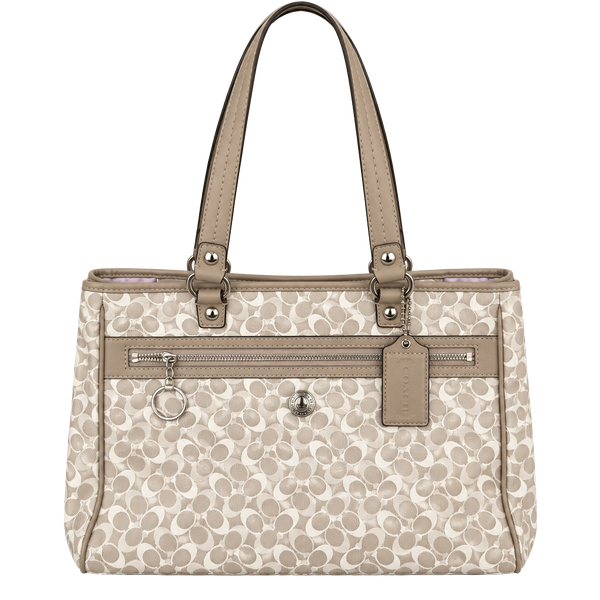Coach Signature Coated Canvas Gallery Tote Bag Grey Beige