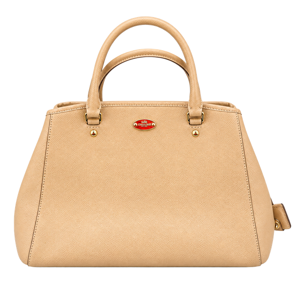 Coach Small Margot Carryall Pebble Leather Satchel Beige
