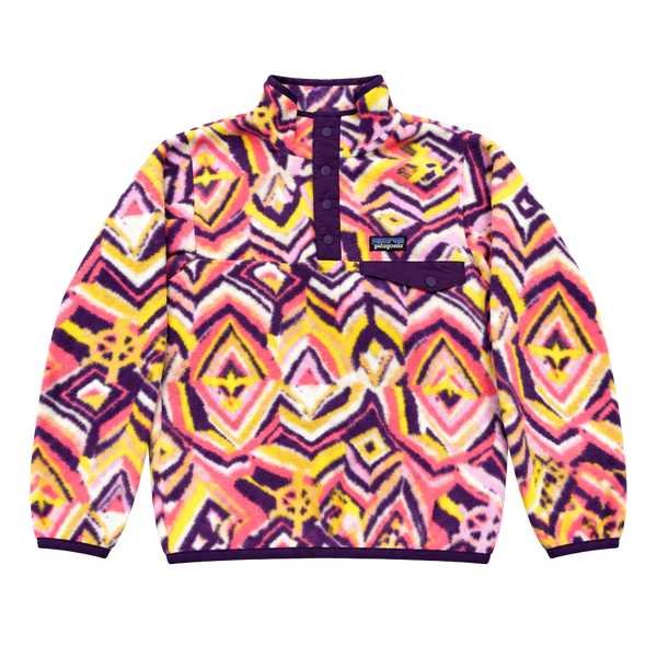 Patagonia Kids Synchilla Snap-T Fleece Pullover Geometric Print Small 7-8