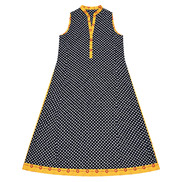 Unbranded Polka Dot Sleeveless Kurti Shirt/Dress Black Yellow