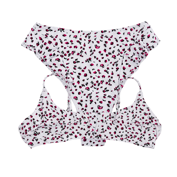 Revamped White Floral Ruffle High Cut Bikini Set