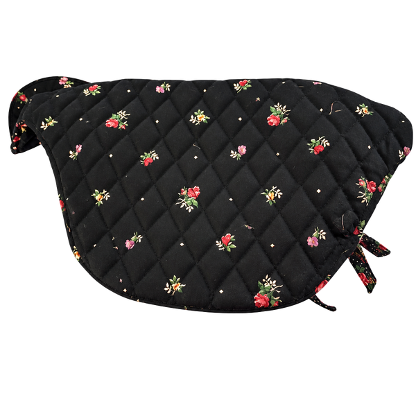 Black Floral Crossbody Bag with Crescent Shape