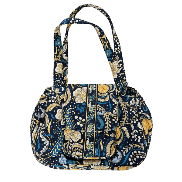 Vera Bradley Ellie Blue Elephant Quilt Fabric Shoulder Bag