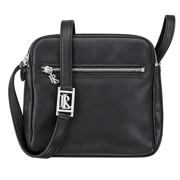 RALPH LAUREN BLACK
LEATHER SMALL CROSSBODY SHOULDER BAG DUAL ZIP TOP
VTG