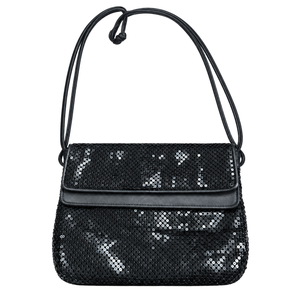 Whiting & Davis International Black Enamel Metal Mesh Envelope Hand Bag