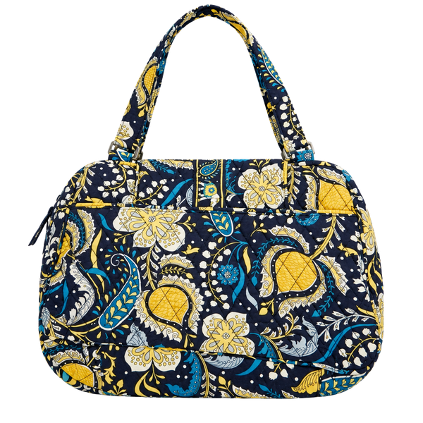Vera Bradley Navy Quilted Shoulder Bag with Yellow & Teal Floral Paisley