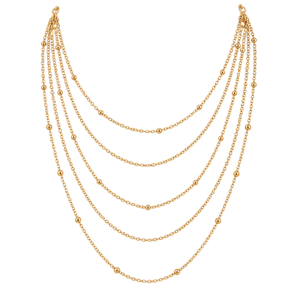 Multi-Layer Beaded Gold Necklace for Women