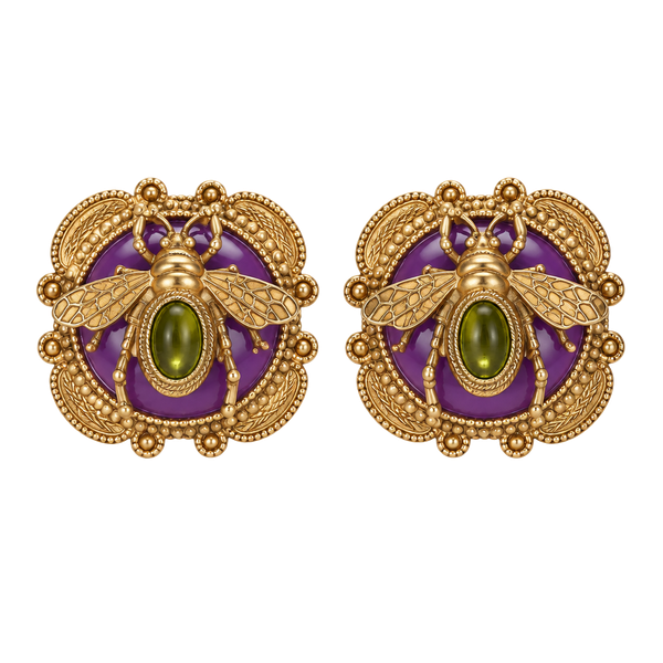 Gorgeous Bronze Setting Bee earrings