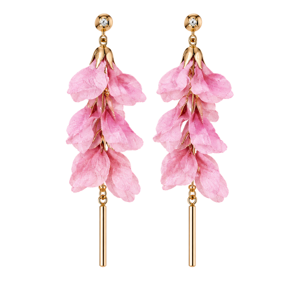 Pink Petal Drop Earrings | Floral Statement Dangle Earrings for Women