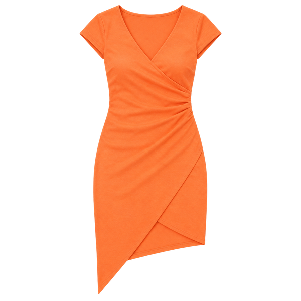 Derek Heart Bright Orange Asymmetrical Surplice Dress Small