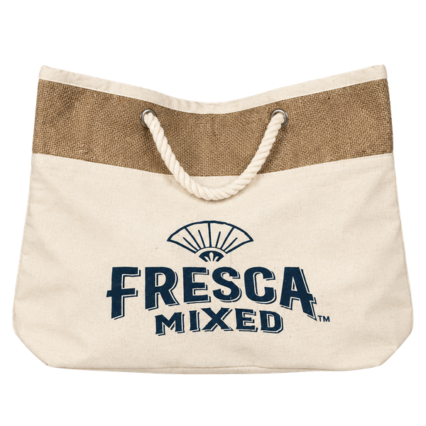 Fresca Mixed Canvas & Burlap Beach Tote Bag